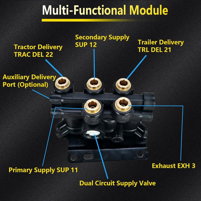 ZUVELLO K035691 Air Brake Manifold Control Dash Valve Fit For Freightliner Mack Volvo International Semi Trucks Trailers 5001231 745K035691 BWK035691 - Image 3